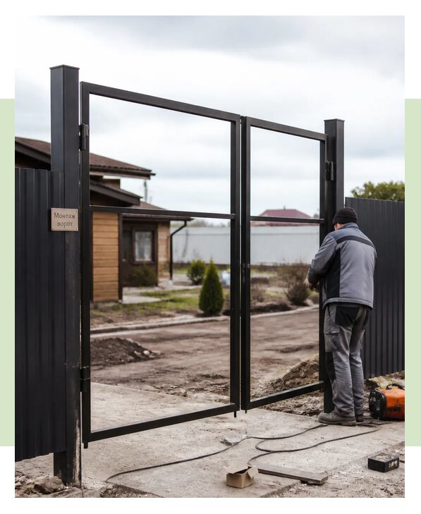 Распашные ворота под ключ цена с установкой в Новодвинске